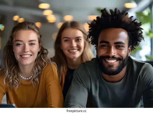 Three happy friends posing for a photo