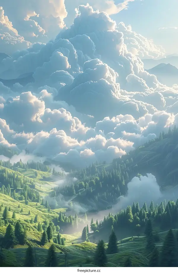 Misty Mountain Landscape with Forest