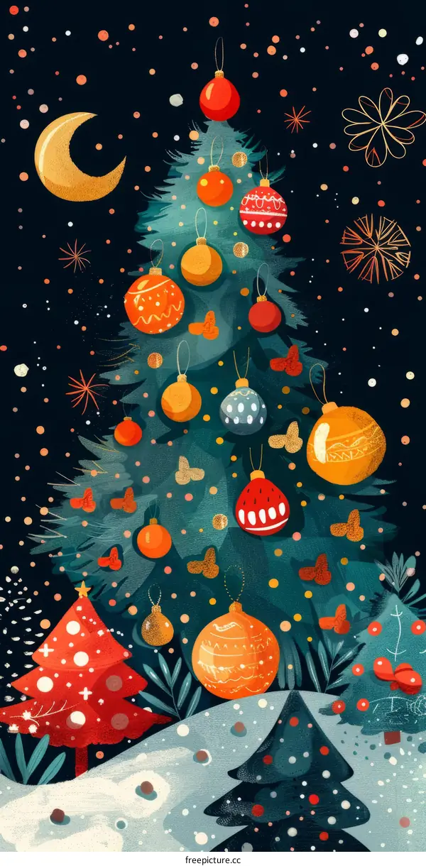 Enchanted Christmas Tree Illustration