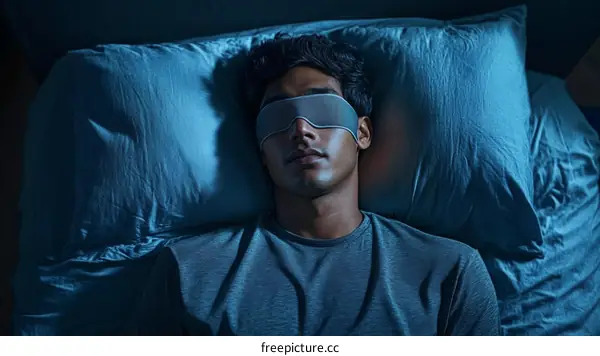 Man Sleeping with Eye Mask in Bed