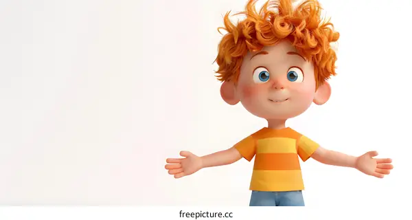 3d cartoon character of a boy