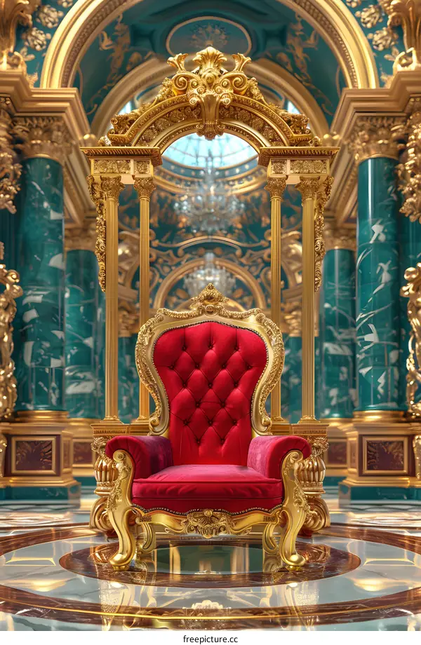 Gold and Red Throne in a Grand Hall