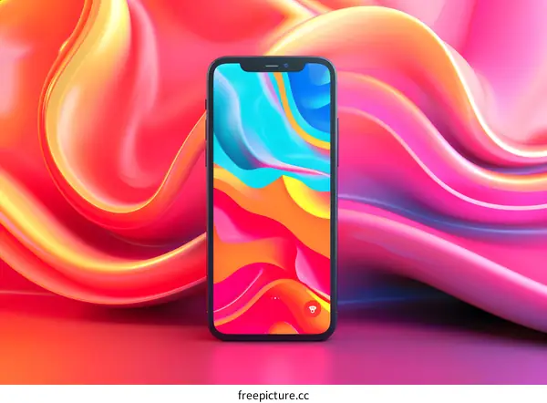 Abstract Colorful Background With Smartphone