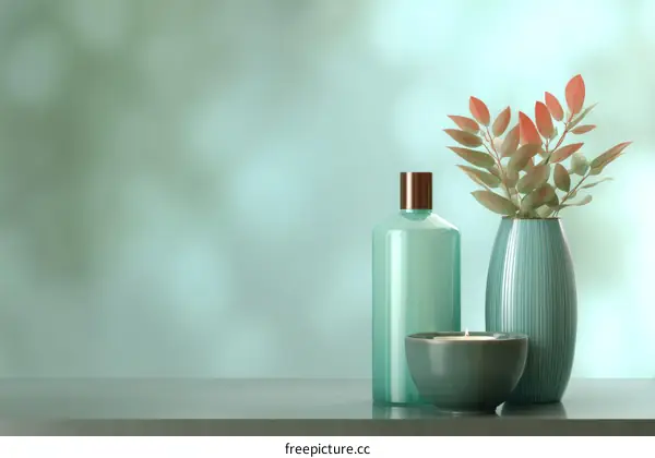 Teal Colored Decorative Objects on a Table
