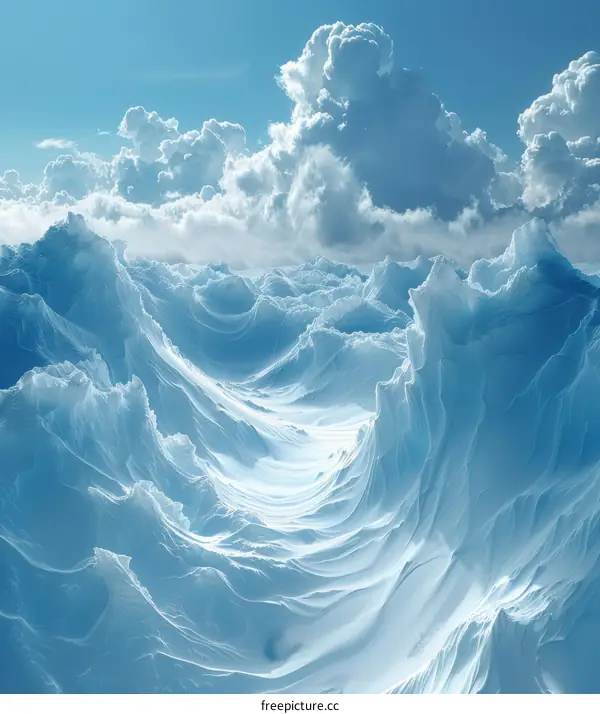 Abstract Ice Landscape Under a Cloud Sky