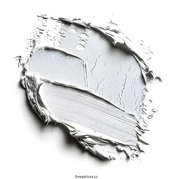 White Acrylic Paint Stroke on White Background