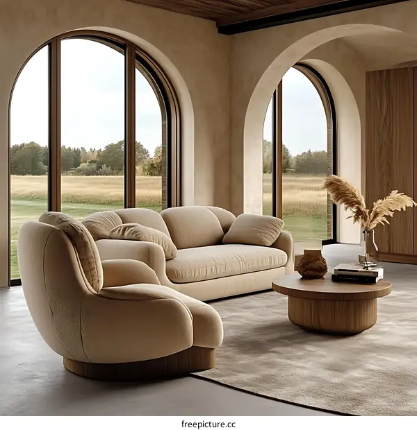 Modern Beige Living Room Interior Design