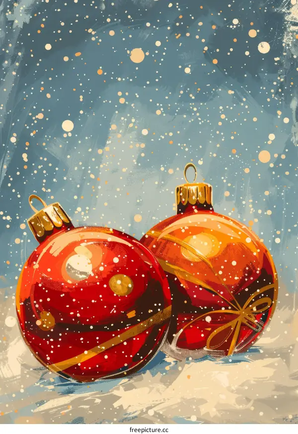 Antiqued Red and Gold Painted Glass Christmas Ball Ornament