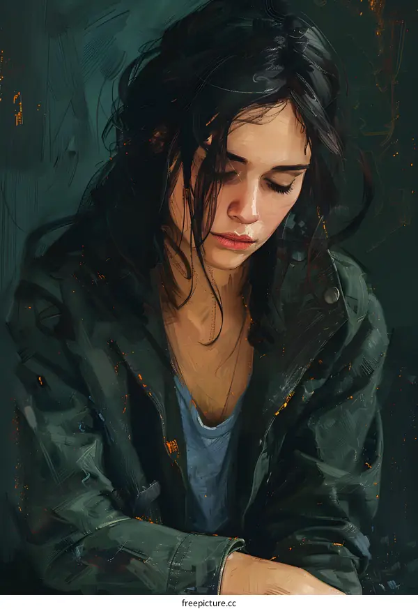 portrait of a young woman with dark hair