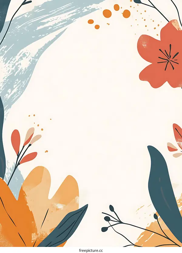 Abstract Floral Background With Leaves and Flowers