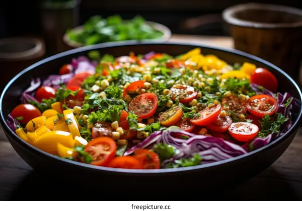 Colorful Organic Salad with Fresh Vegetables