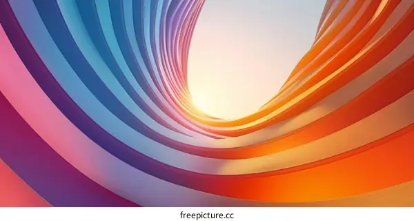 Abstract Colorful Curved Tunnel 3D Rendering