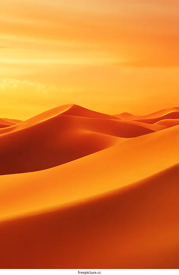 Golden Sunset Over Desert Dunes