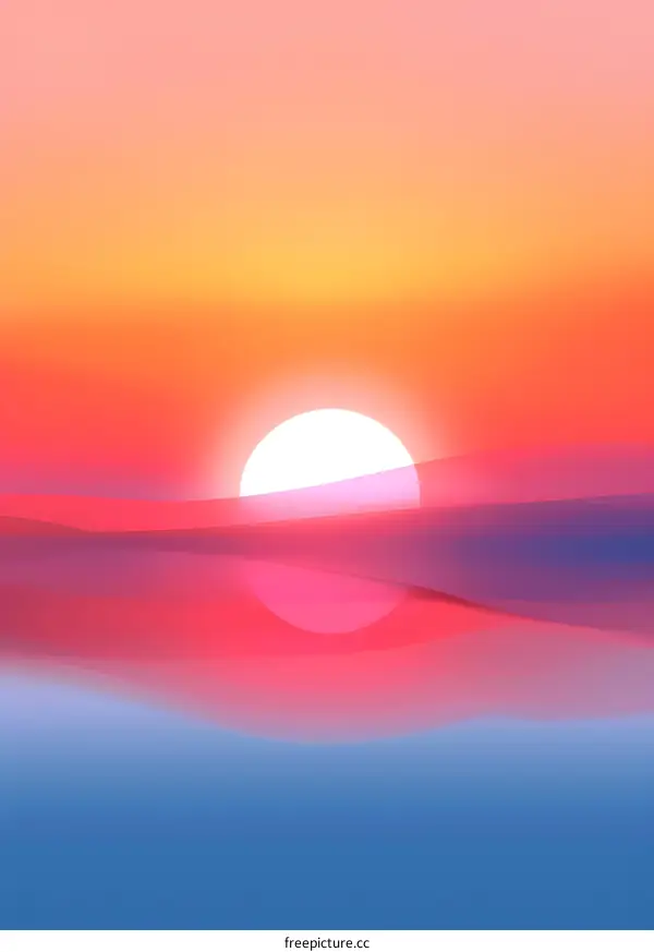 Sunset Background With Gradient Colors and White Circle
