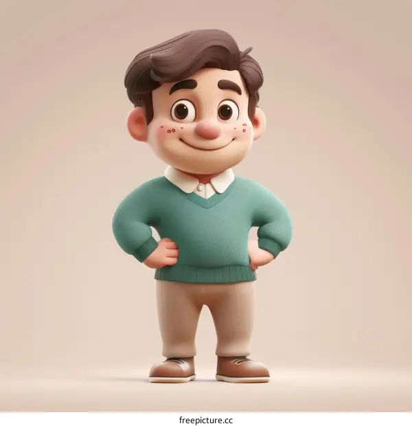 3D Illustration of a Young Boy