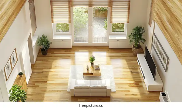 Modern Minimalist Living Room Design with Natural Wood Floor