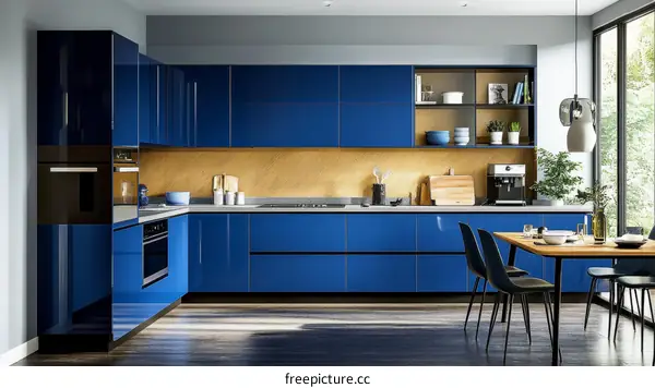 Modern Blue Glossy Kitchen Design