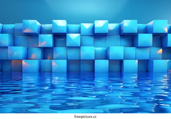 Abstract Blue Cube Reflections