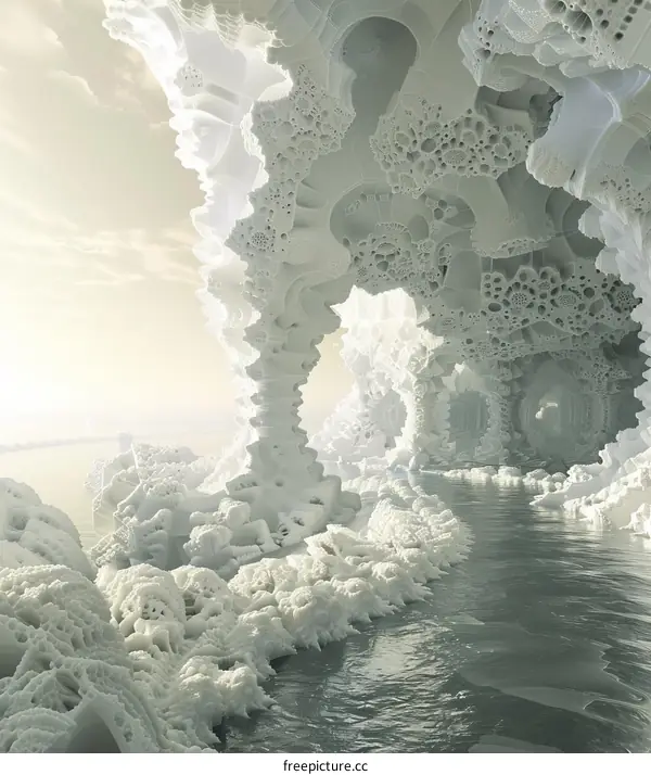 White Fractal Cave Architecture