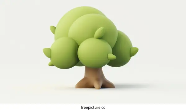 3D Cartoon Tree Image for Commercial Use
