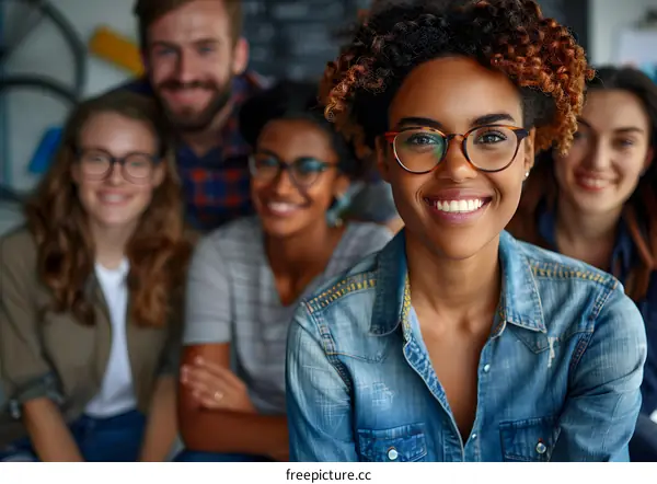 Group of Diverse Friends Smiling and Looking at Camera
