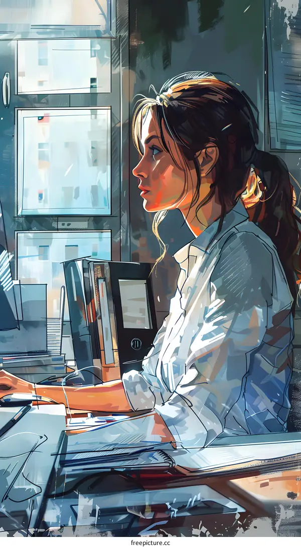 girl working in the office