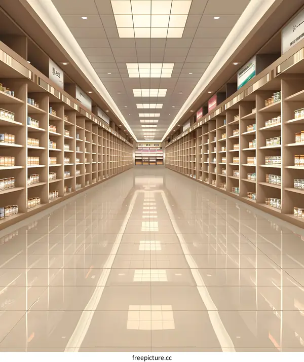 Empty Brown Shelf Rows Inside Store