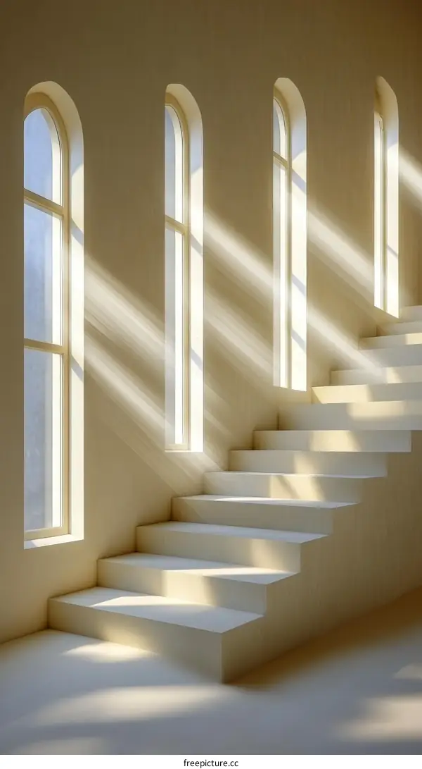 Sunlight Illuminating Interior Staircase
