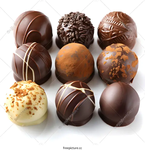 An assortment of delicious chocolate truffles