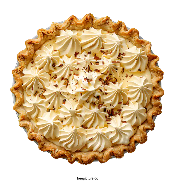 [Transparent Background PNG]Top View of Banana Cream Pie