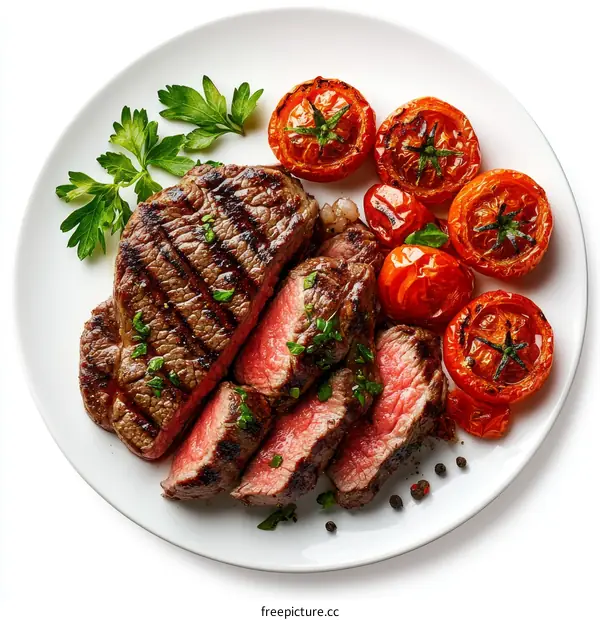 Grilled Steak with Roasted Cherry Tomatoes