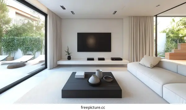 Modern Minimalist Living Room Design with Outdoor View