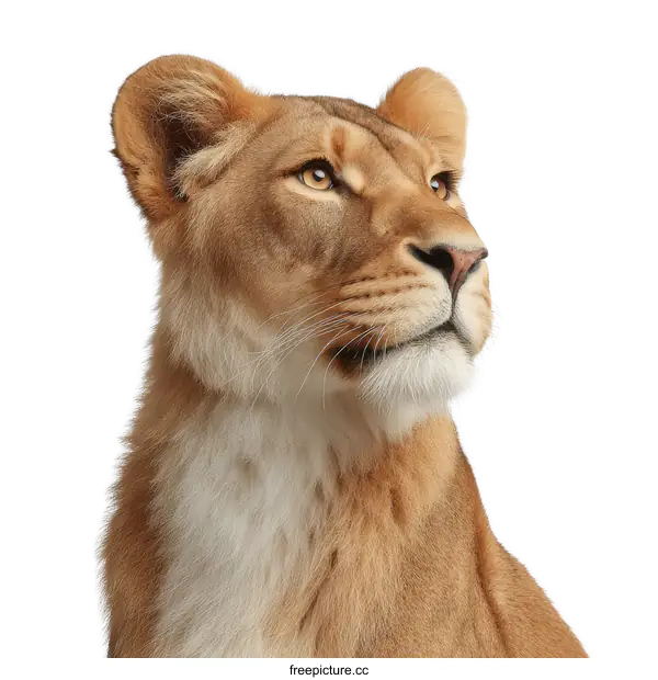 [Transparent Background PNG]Closeup Lioness Portrait Against White Background
