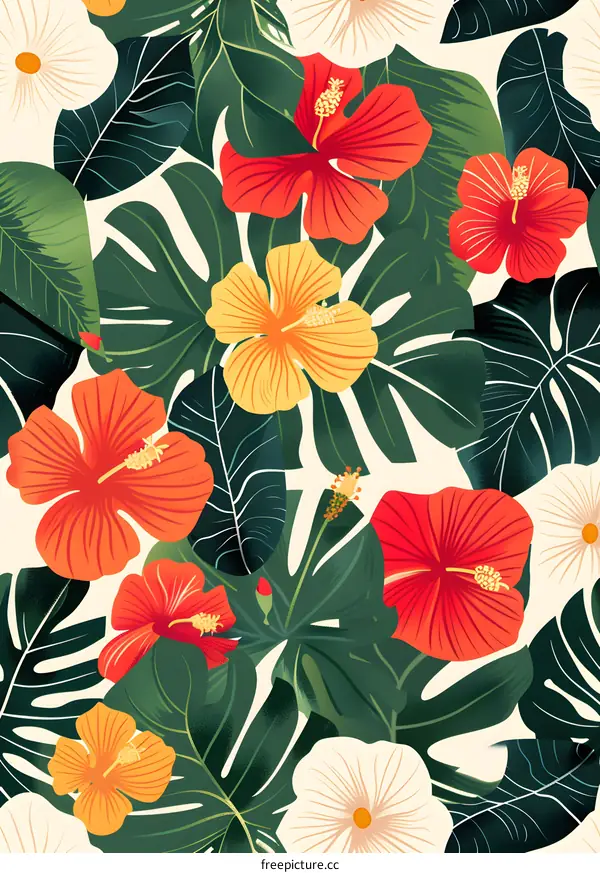 Tropical Floral Pattern Illustration