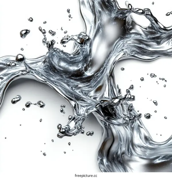 Abstract Silver Liquid Splash Art