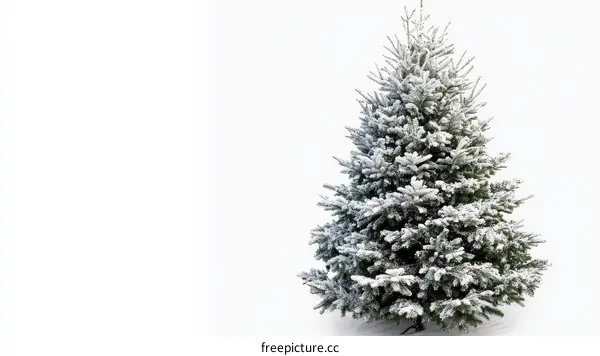 Snowy Christmas Tree Isolated on White Background