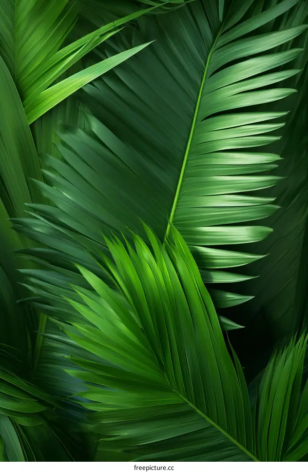 Green palm leaves background