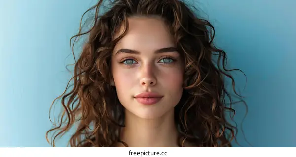 portrait of a beautiful young woman with curly hair