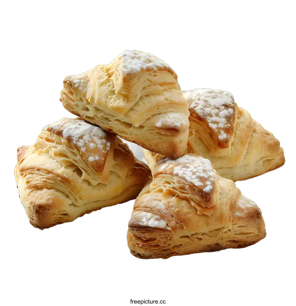 [Transparent Background PNG]Four pastries sprinkled with powdered sugar