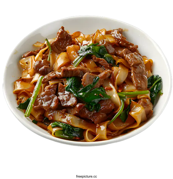 [Transparent Background PNG]Beef with Rice Noodles in Bowl