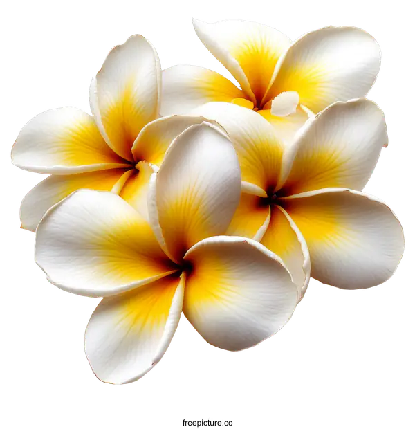 [Transparent Background PNG]Closeup of Plumeria Flowers on White Background