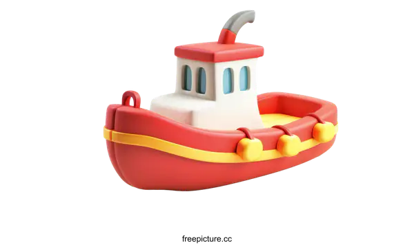 [Transparent Background PNG]Red Toy Boat On White Background