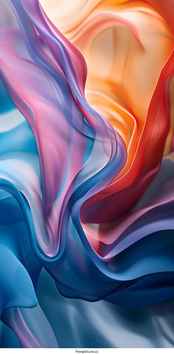 Abstract Blue and Orange Swirling Fabric