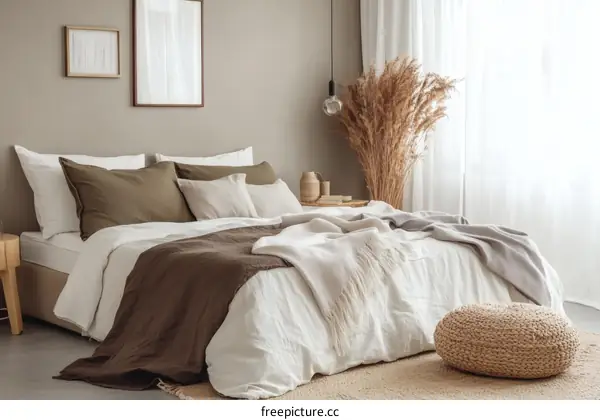 Cozy Beige and Brown Bedroom Interior Design