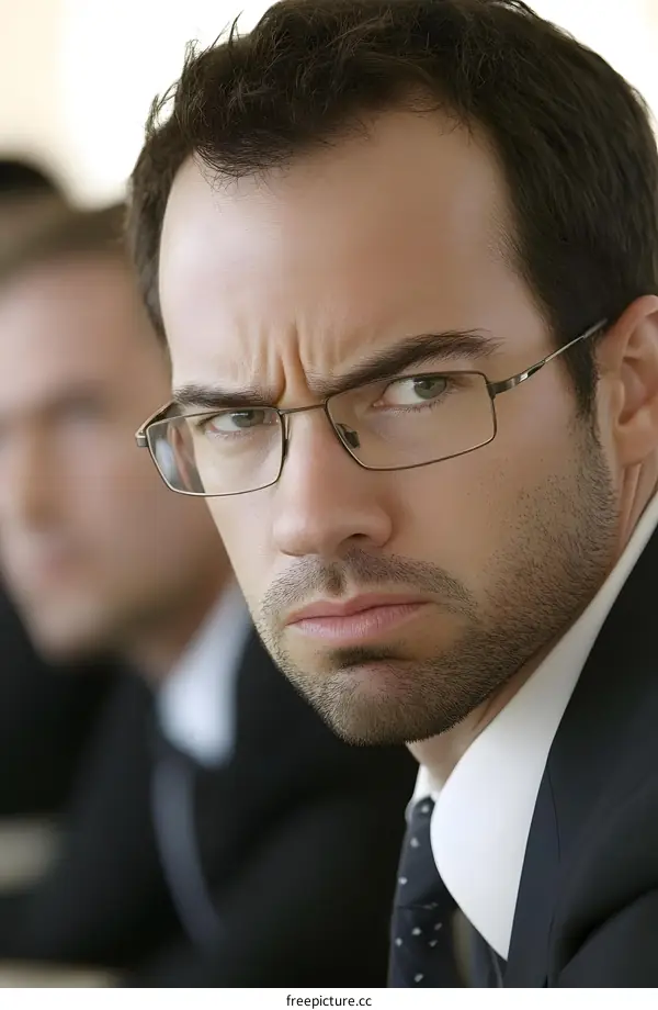Serious Businessman Wearing Glasses Portrait