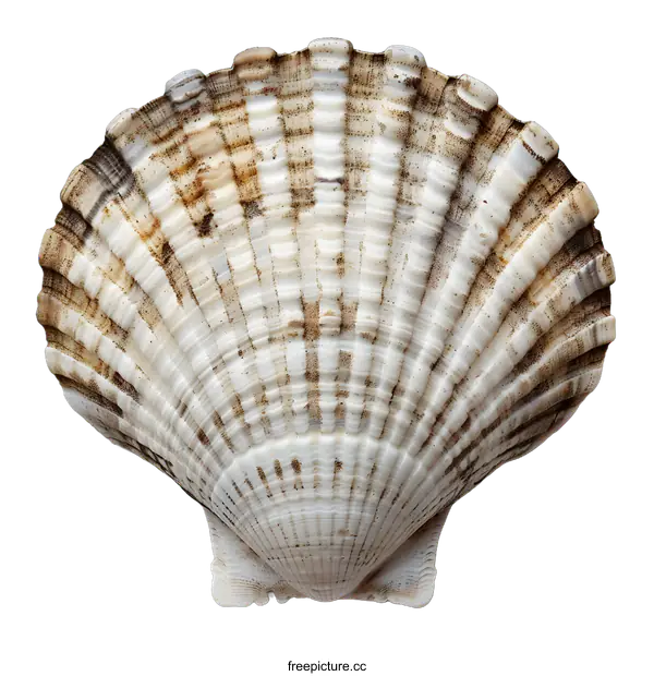 [Transparent Background PNG]A studio shot of a single scallop shell against a white background