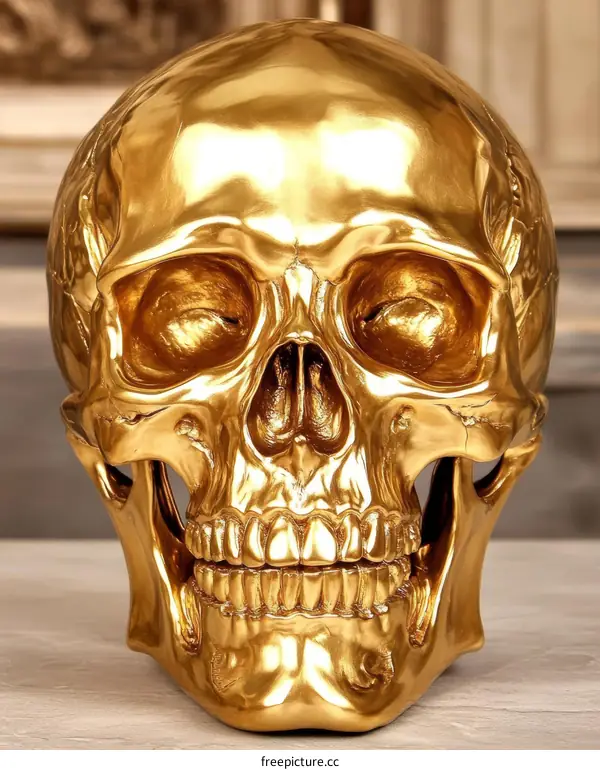 Golden Skull Decorative Sculpture