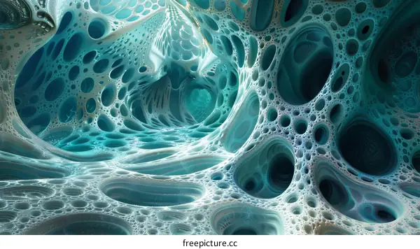 Surreal Futuristic Alien Structure in a Cave