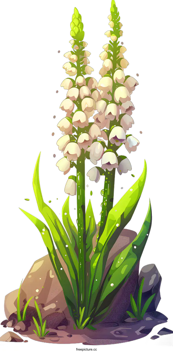 [Transparent Background PNG]White Lily Flowers Growing on Rock