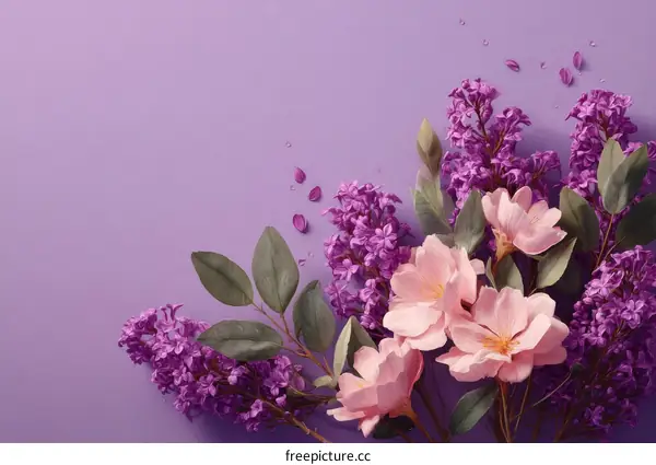 Beautiful Spring Flowers on a Purple Background